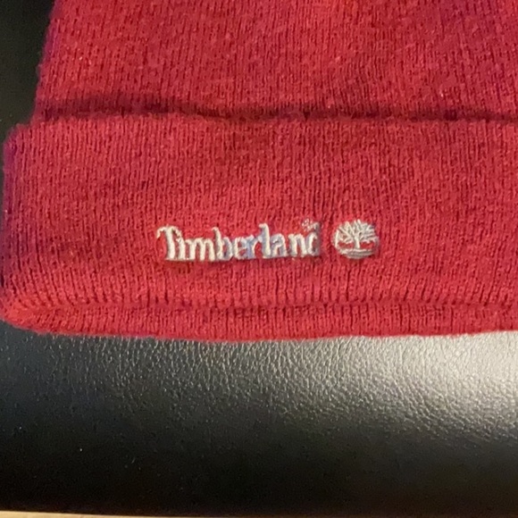 Men’s burgundy Timberland knit beanie hat OSFA - Picture 7 of 7
